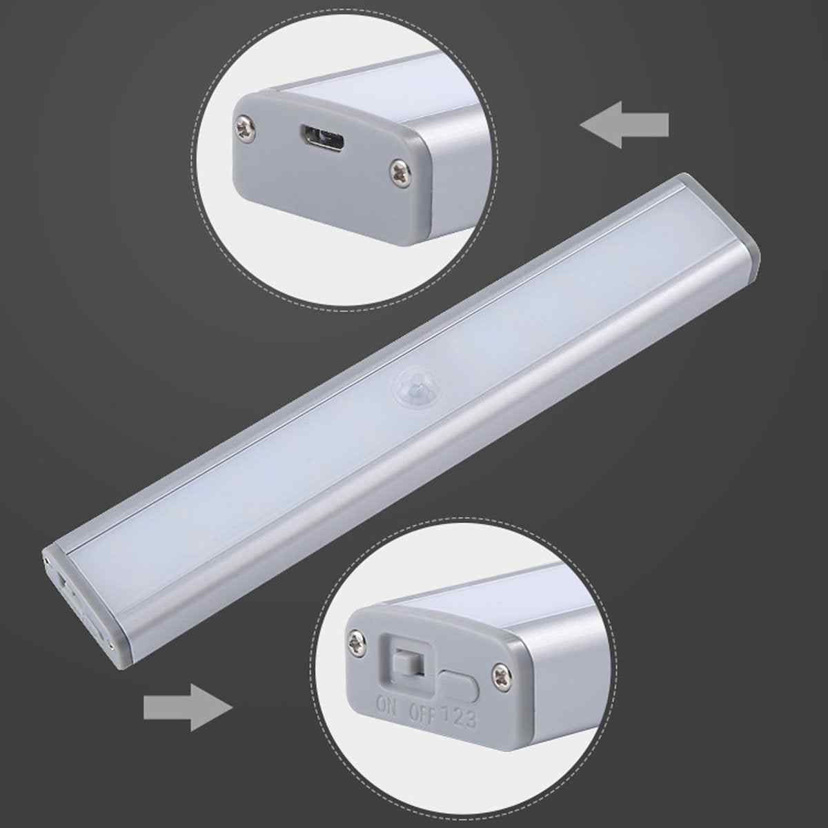 Motion sensor LED bar light with automatic on and off detection