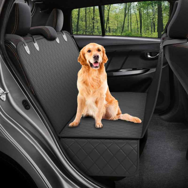 Waterproof Dog Car Seat Cover Hammock with Mesh Window & Safety Straps