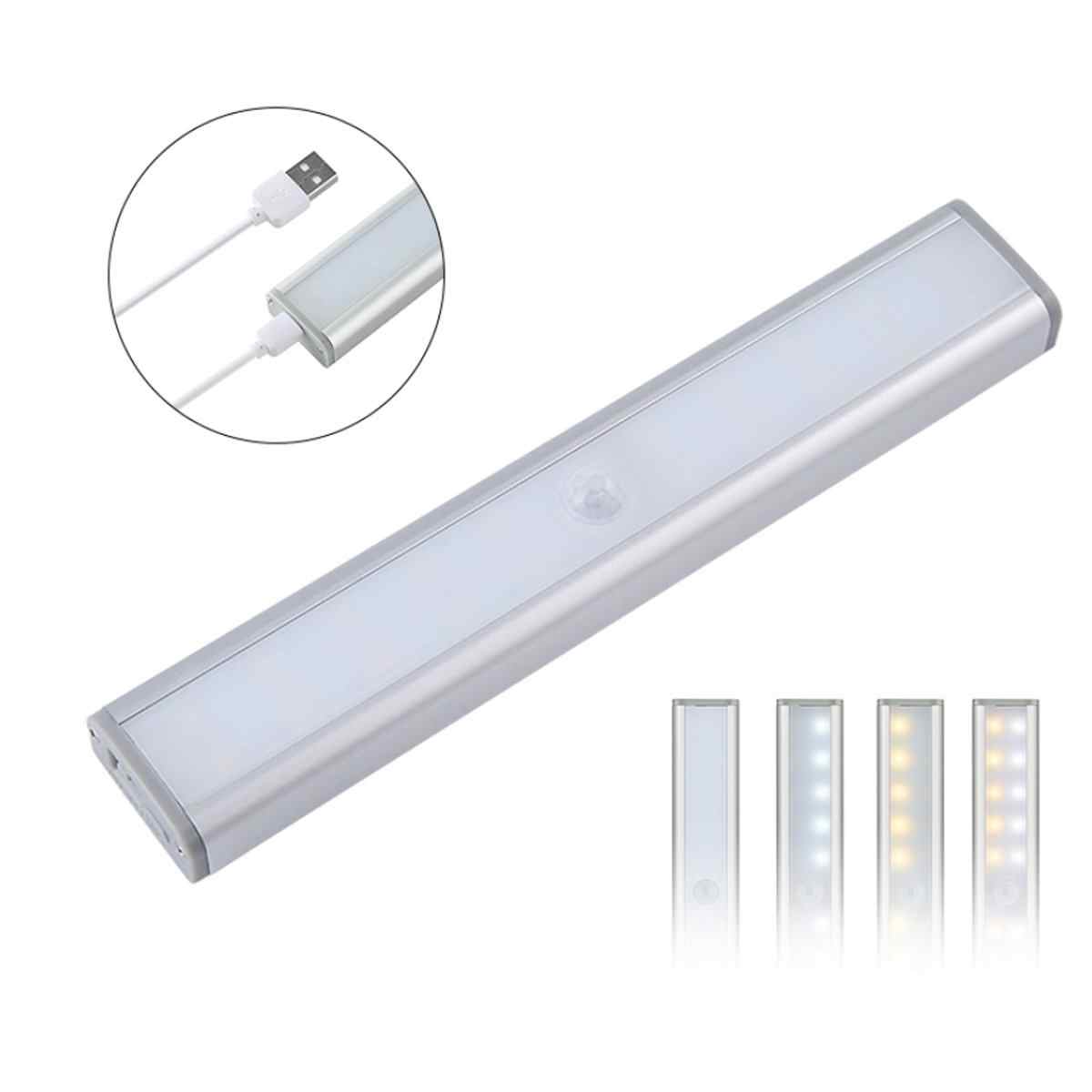 Rechargeable motion sensor LED bar lights with USB charging cable and mounts