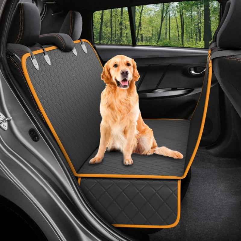 Waterproof Dog Car Seat Cover Hammock with Mesh Window & Safety Straps
