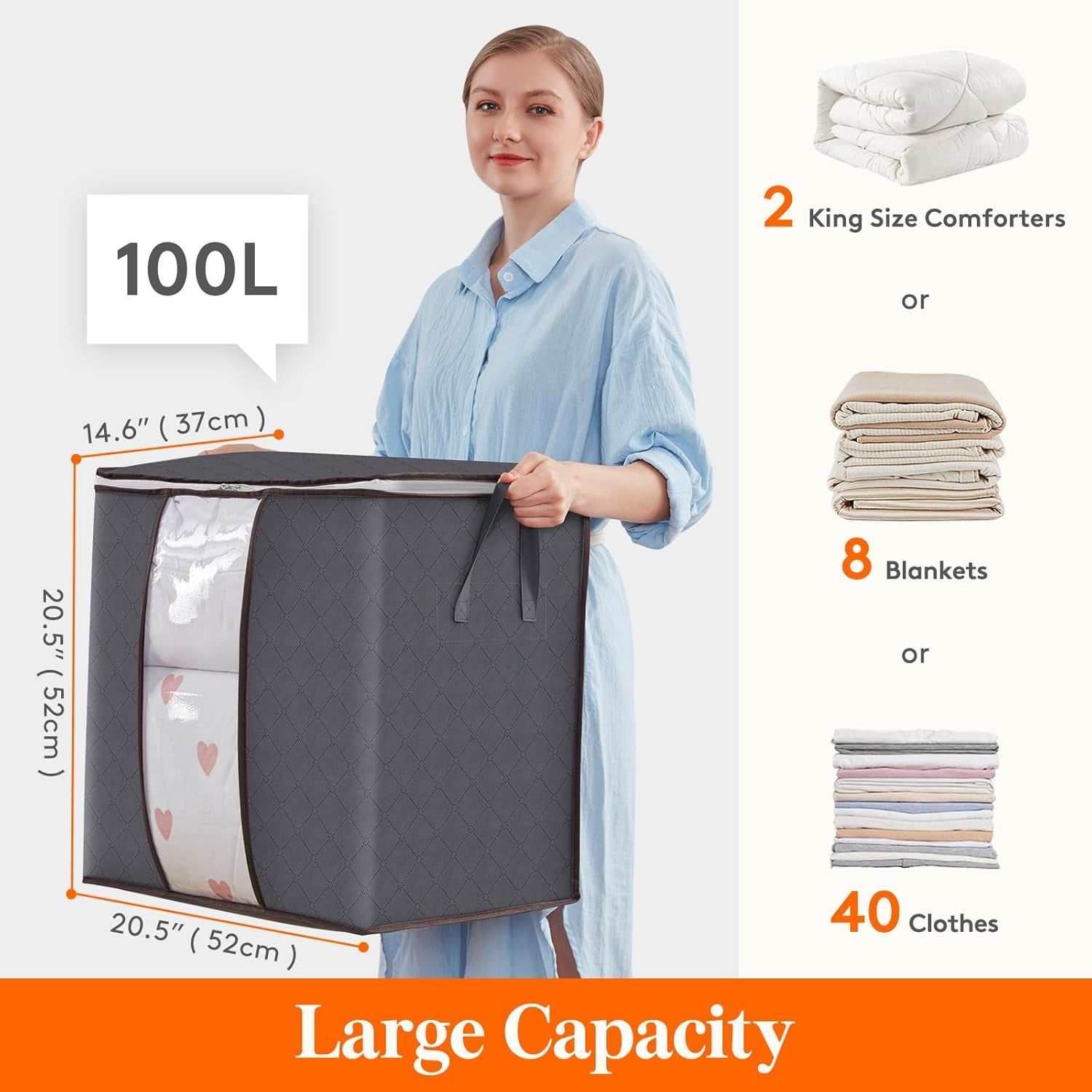 Gray Clothes Storage Bins