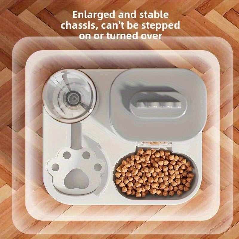 Integrated feeding station with automatic water dispenser for pets