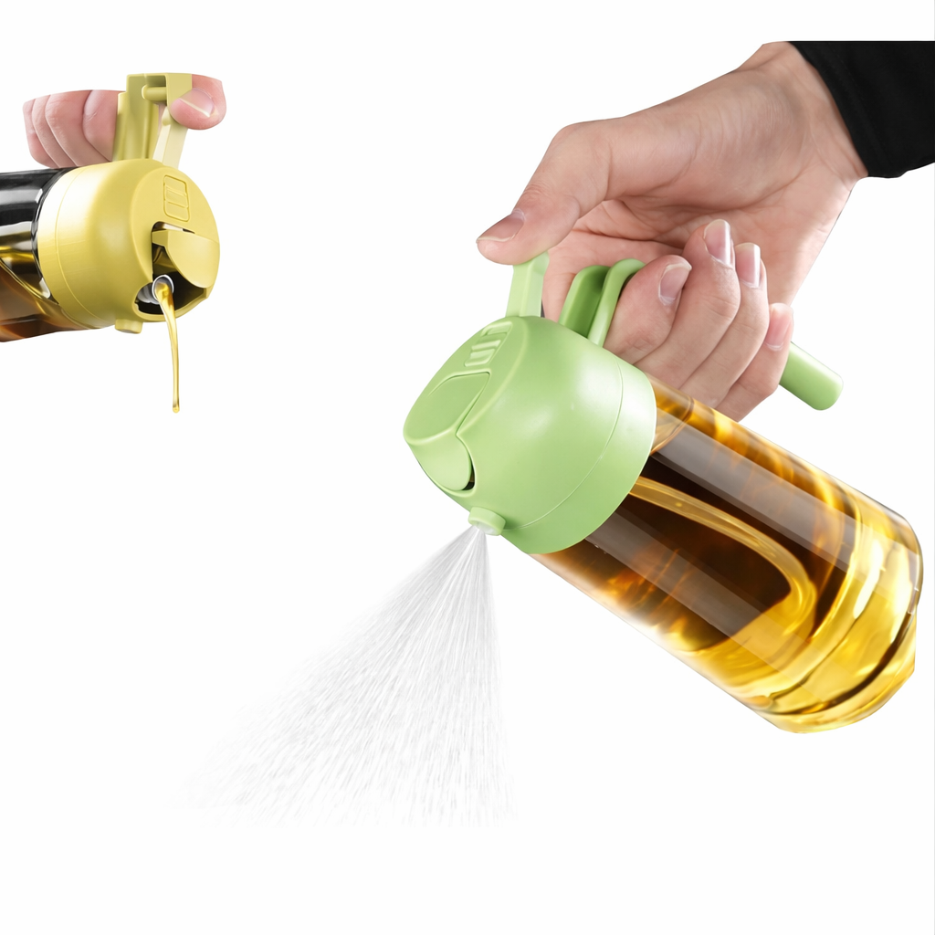 2-in-1 Oil Spray & Pour Bottle – Glass Olive Oil Dispenser (500ml)