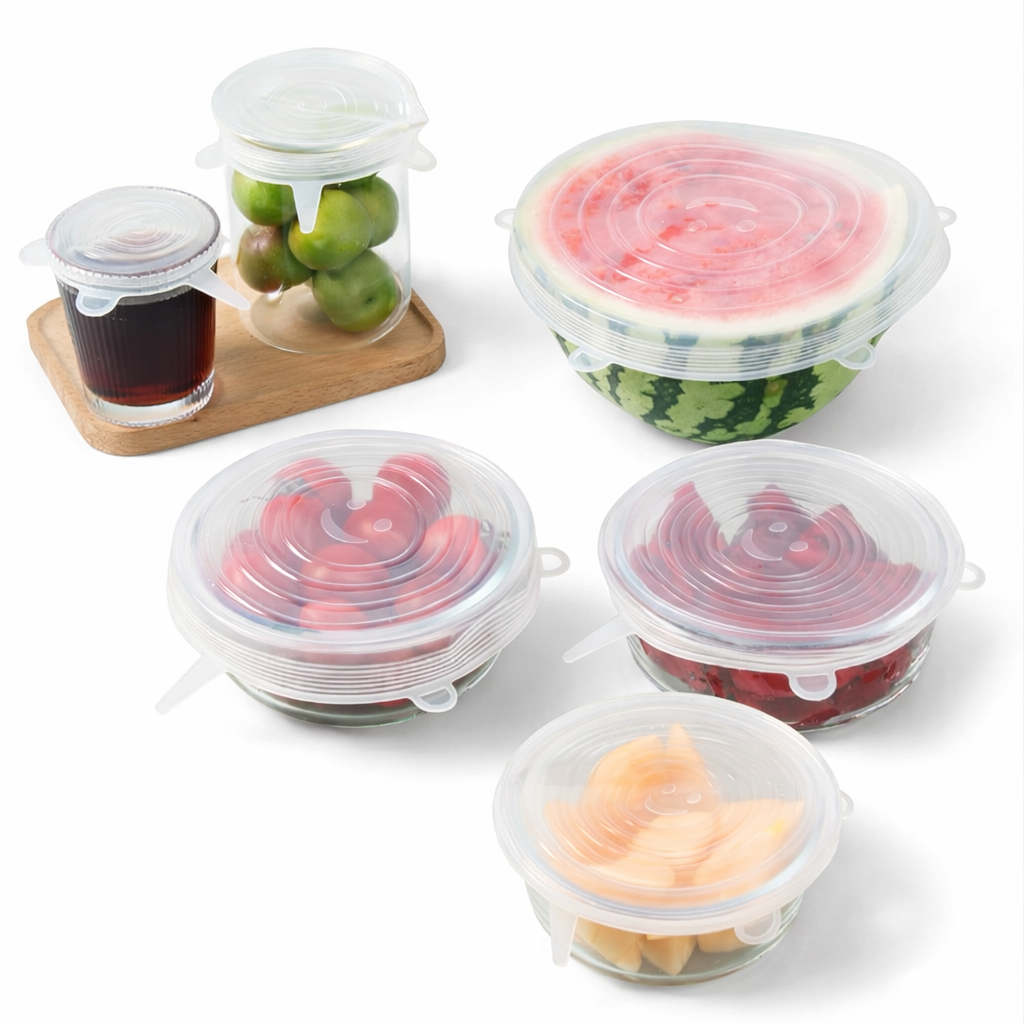 Reusable Silicone Food Covers (6-Pack Stretch Lids)