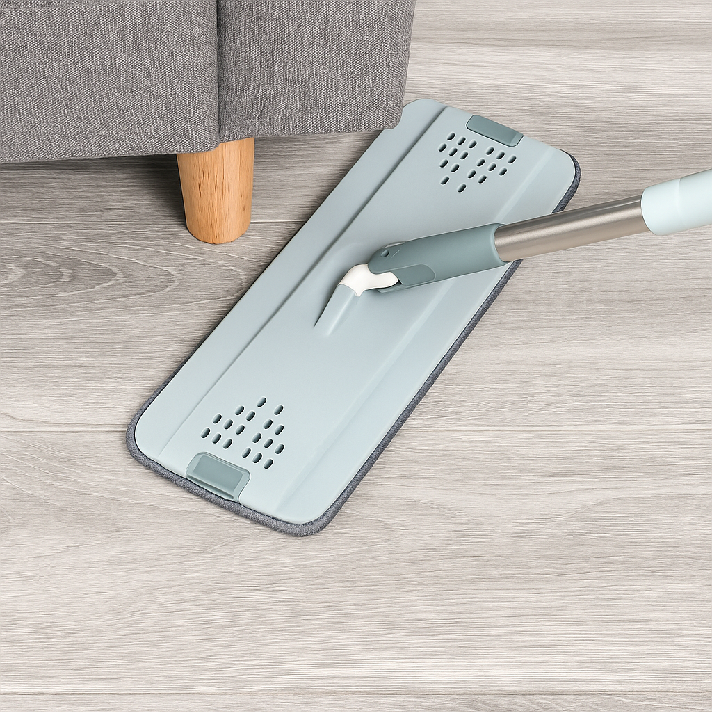 Flat Squeeze Mop & Bucket Set – Hands-Free Wringer with Microfiber Pads
