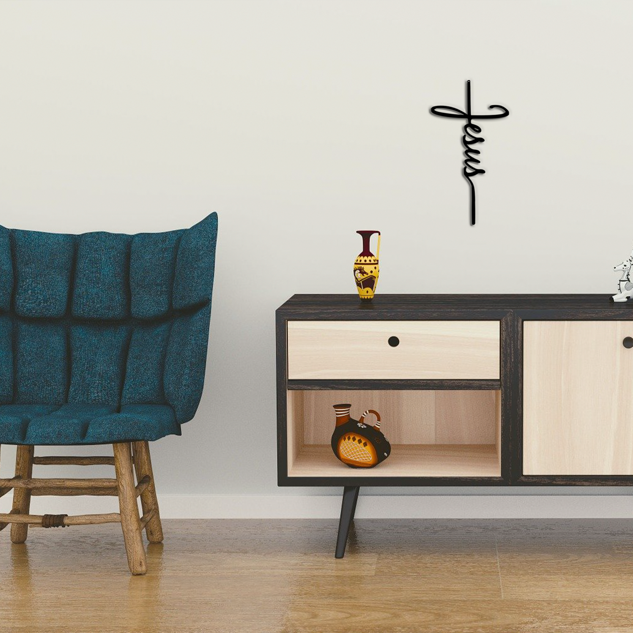 Jesus Cross metal wall art available in multiple sizes for Christian homes