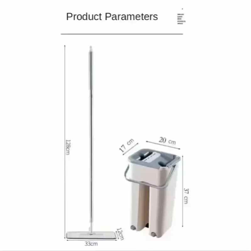 Effortless Cleaning with the Flat Squeeze Mop Set - Hands-Free Wringing Microfiber Pad and Bucket for All Floor Types