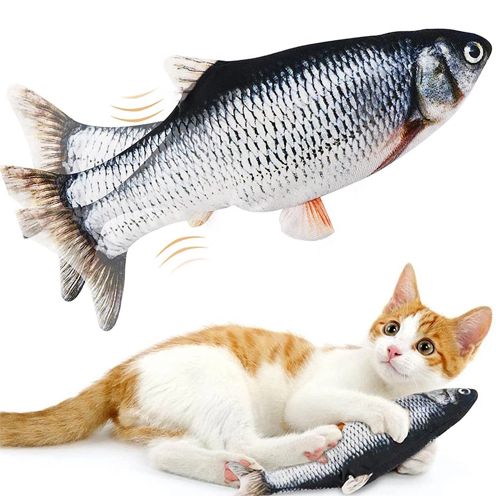 Interactive moving fish toy for cats with motion activation