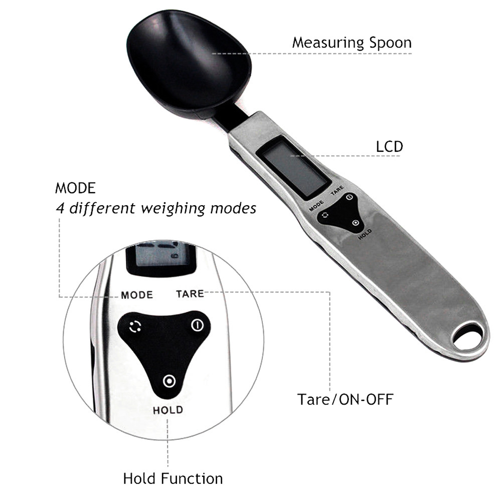Digital measuring spoon scale with LCD display measuring spices and baking ingredients with 0.1g precision”