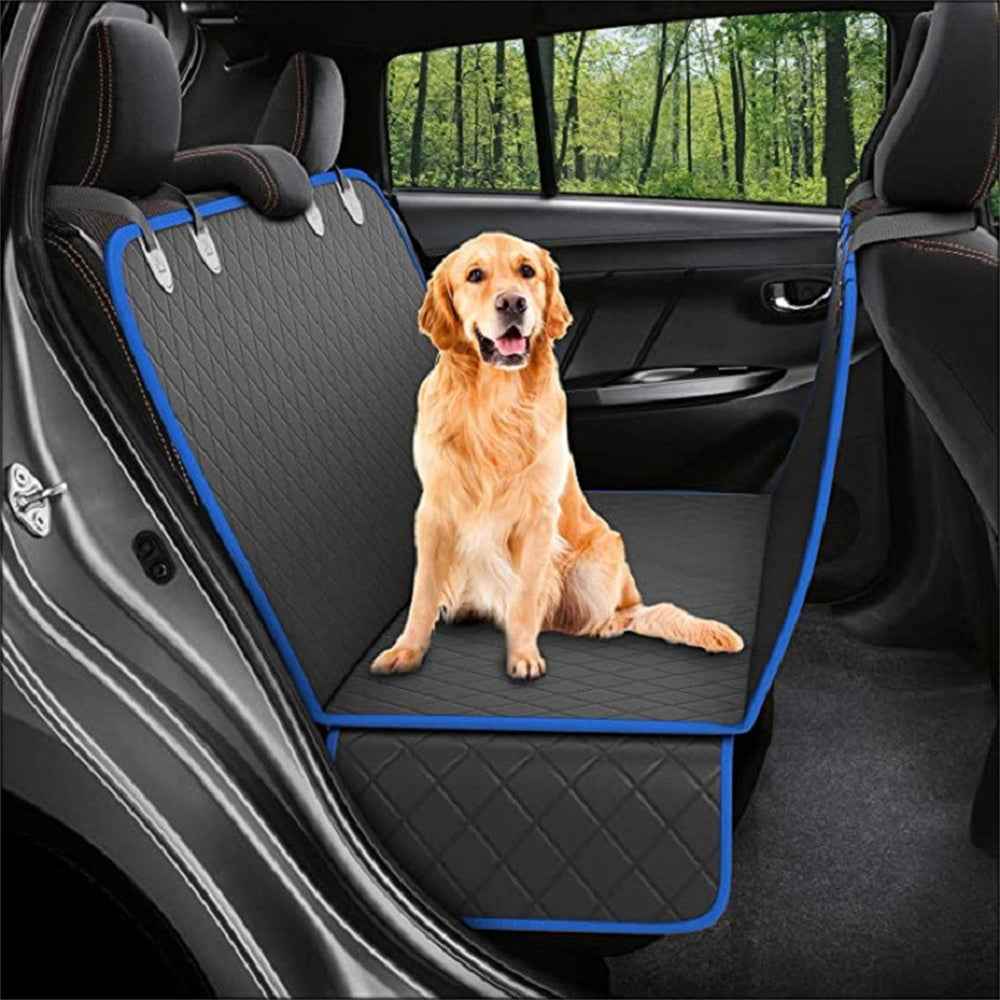 Waterproof Dog Car Seat Cover Hammock with Mesh Window & Safety Straps
